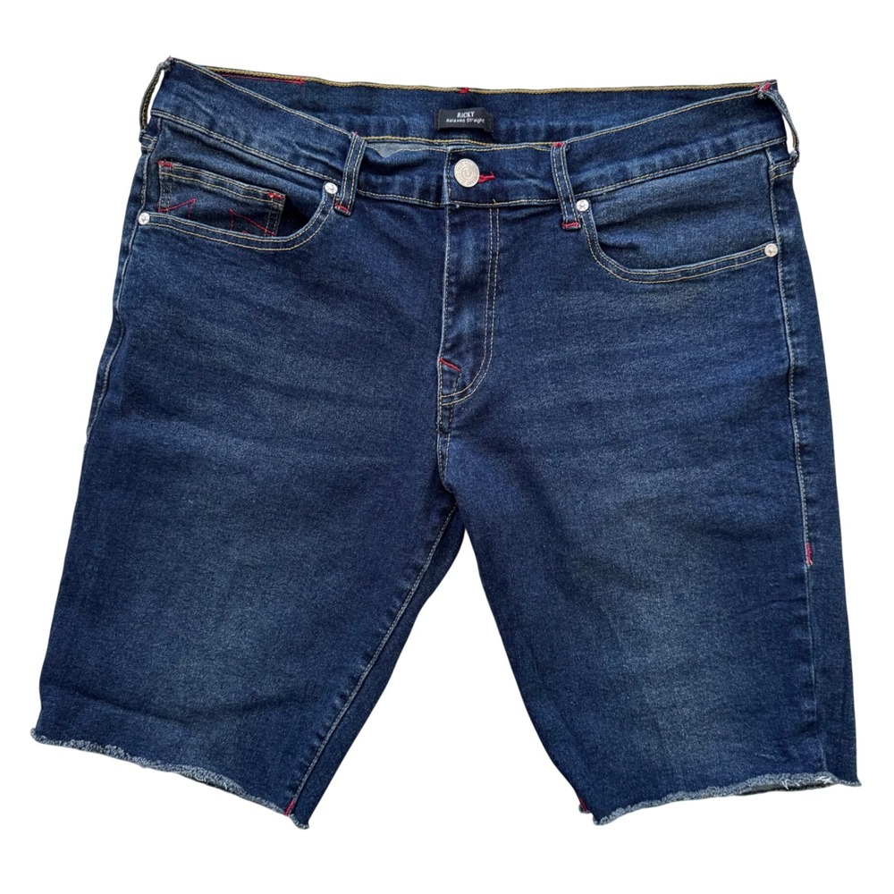 True‎ Religion Ricky Relaxed Straight Denim Shorts Mens Size 36x11 - Picture 2 of 11